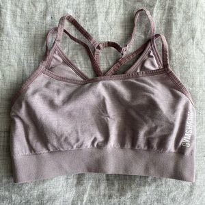 Gymshark light pink lilac seamless marl sports bra double layered